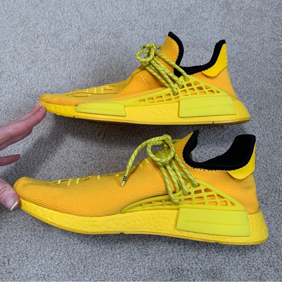 Size 11 Mens - adidas NMD Human Race x Pharrell Sneakers Yellow GY0091 - Picture 5 of 10